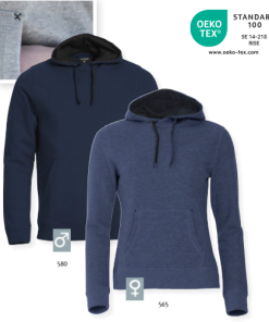 Sweat-Shirt Classic Hoody Dame Clique, er en slidstærk lækker sweat-shirt med hætte i Dame og Herre model. Har 2x2 rib forneden og på ærme,
