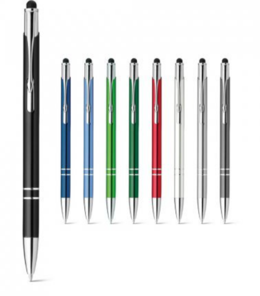 Galba kuglepen med touchpoint, Kuglepen i aluminium med touchpoint og klip. Kommer i forskellige farver. Blæk: blå. ø8 x 142 mm. Slim og effektiv pen.,