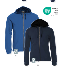 Sweat-Shirt Classic Hoody Full Zip Herre fra Clique er en slidstærk lækker sweat-shirt med hætte og gennemgående lynlås. Har 2x2 rib forneden og i bund,