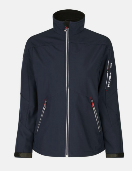 Soft Shell Jakke Kontrast Dame fra ID Identity, er en funktionel soft shell-jakke med kontrast på lynlås. ID® Tech broderi på venstre ærme. Trelagskvalitet.