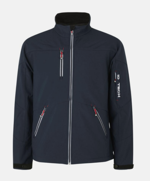 Soft Shell Jakke Kontrast Herre fra ID Identity, er en funktionel soft shell-jakke, kontrast på lynlås. ID® Tech broderi på venstre ærme. Trelagskvalitet.