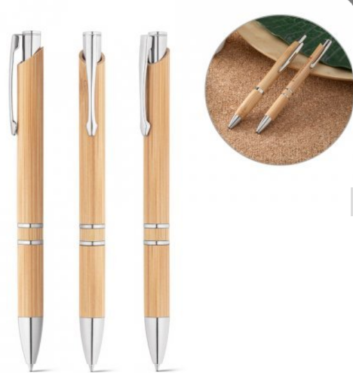 BETA BAMBOO. Bambus kuglepen med clip og metal detaljer. Er produceret i et naturligt materiale, derfor kan der være forskel på størrelser og farver