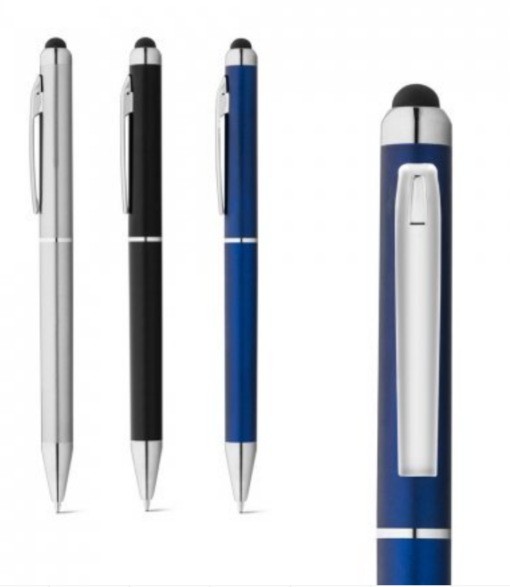 Esla kuglepen metallisk og touch spids Kuglepen med metallisk finish, metal klip, twist mekanisme og touch spids. ø10 x 145 mm. Kommer i flere farve