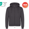 Miami Hoody FZ fra Clique , er en unisex, med fuld lynlås, bomuld og recycled polyester. Den har en SBS-lynlås, grundmaterie i hætten og en rundt snoretræk.