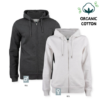 Premium OC Hoody full zipp D/H, med fuld lynlås, i sweatshirt i eksklusiv kvalitet ,øko- logisk bomuld, recycled polyesterblanding. Flatlock raglan-ærme