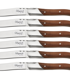 Laguiole steak bestik i 2 materialer Steakknive eller gafler er med håndtag af i enten rosewood eller sort træ. Perfekt til grillaften med venner og familie