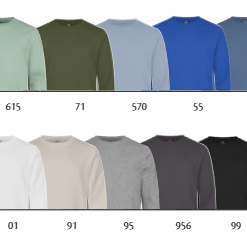 Maimi Roundneck fra Clique,  En unisex rundhals i en blanding af bomuld og recycled polyester. Elastisk rib 2x2 med dobbeltsyning nederst på ærmet/forneden.