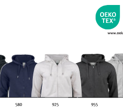 Premium OC Hoody full zipp D/H, med fuld lynlås, i sweatshirt i eksklusiv kvalitet ,øko- logisk bomuld, recycled polyesterblanding. Flatlock raglan-ærme