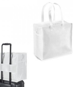 Non-woven Arasta pose i hvid, (140 g/m²) med 65 cm håndtag. Med trolley bånd. 350 x 350 x 200 mm. Perfekt suppement til din rejse. Let og praktisk. 