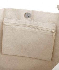 Taske Ville i lærred, 100% bomuld lærred taske (280 g/m²) med front lomme, indvendig lynlås lomme, 60 cm håndtag, magnetisk lukning, 3 farvekombinationer