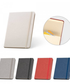 A5 notesblok Boyd med PET, (50% rPET) hardcover. 192 linjede elfenben sider fra en bæredygtig skovforvaltning, bogmærke bånd, elastik og indvendig lomme.