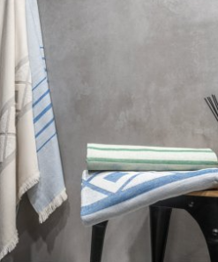 Multifunktionelt håndklæde OEKE-TEX certificering, fremstillet (260 g/m²) af let og modstandsdygtig bomuld (90 %) og genbrugsbomuld (10 %). Mål,100 x 180 cm