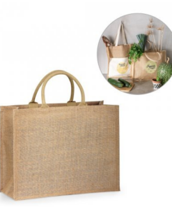 Jute taske Shanti indkøbspose-, - 100% - (360 g/m²) med lamineret interiør og korte skulderstropper. FSC mærket. 430 x 340 x 175 mm
