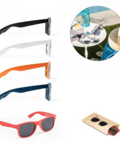 Solbrille i genbrugsplast flere farver, PET (100% rPET)-solbriller med kategori 3-glas med UV400-beskyttelse, jf. EN ISO 12312-1. kommer naturlig papirpose