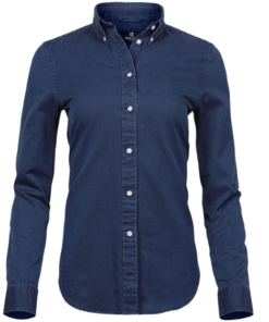 Tee Jays Casual twill skjorte D/H, garment washed indigo har en behagelig, faconsyet pasform, lækre detaljer. Skjortevalg til kontoret el. en frokost