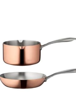 Blomsterbergs kasserolle og stegepande 20 cm køkkengrej af kobber er både tidløst, stilfuldt og funktionelt, og i rustfrit stål. En kraftig aluminiumkerne
