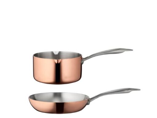 Blomsterbergs kasserolle og stegepande 20 cm køkkengrej af kobber er både tidløst, stilfuldt og funktionelt, og i rustfrit stål. En kraftig aluminiumkerne