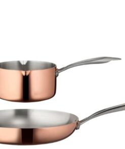 Blomsterbergs kasserolle og stegepande 28 cm køkkengrej af kobber er både tidløst, stilfuldt og funktionelt, og i rustfrit stål. En kraftig aluminiumkerne