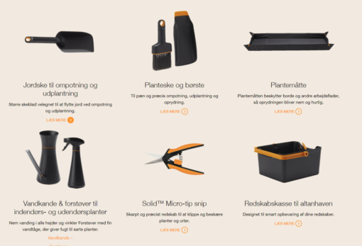 Fiskars havepakke stor 9 dele, her er du dækket ind til dit arbejde med den almindelige vedligehold af div. bede , planter osv.   
