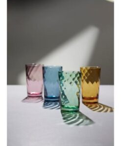 Lyngby glas Vienna highball 4 farver, de mundblæste glas har et blødt optisk spiralmønster og egner sig godt til borddækning i hverdagen, festliget lag