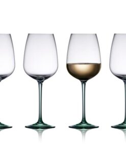 Lyngby glas Vienna vinglas i 4 farver, de mundblæste glas har et blødt optisk spiralmønster og egner sig godt til borddækning i hverdagen, festliget lag
