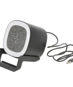 Still højtaler med oplader og lampe, Smart bluetooth-højttaler med integreret mobiloplader og LED bordlampe. kan placeres overalt hjemmet.