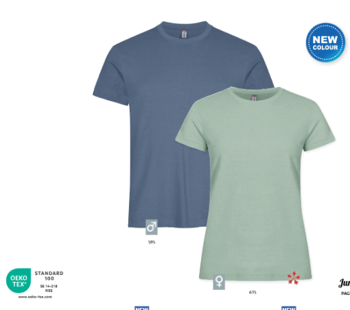 T-Shirt Clique Basic-Tee, enkelt  bomulds t-shirt i mange farver. Tætsiddende pasform, nakketape, ribbet krave. Kommer i D/H model. Se vores junior model