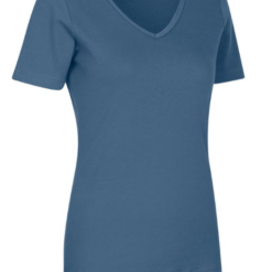 Interlock T-shirt V-hals Dame, fra ID Identity er en kortærmet interlock T-shirt med V-hals i blød antipilling kvalitet. holder faconen vask efter vask