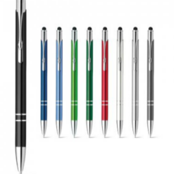 Galba kuglepen med touchpoint, Kuglepen i aluminium med touchpoint og klip. Kommer i forskellige farver. Blæk: blå. ø8 x 142 mm. Slim og effektiv pen.,