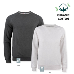 Premium OC Roundneck D/H, sweatshirt i eksklusiv kvalitet , i økologisk bomuld, recycled polyesterblanding. Dekorativ flatlock raglan-ærme og mere