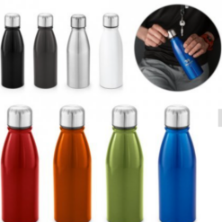 Drikkedunk til sport i aluminium, Aluminium sports flaske med rustfri stålhætte. Flot praktisk flaske. Kapacitet op til 500 mL. ø67 x 205 mm