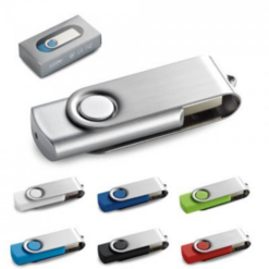 USB Claudius 4 til 16 GB 4 GB USB stick med gummi finish og metal klip. Leveres i en æske. i 10 forskellige farvekombinationer. Enhed. 56 x 19 x 10 mm | Boks: 86 x 45 x 20 mm