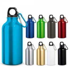 Drikkedunk Landscape sports flaske, aluminium sport flaske med karabinhage og kapacitet op til 400 mL. Oplagt logo mulighed ø66 x 176 mm