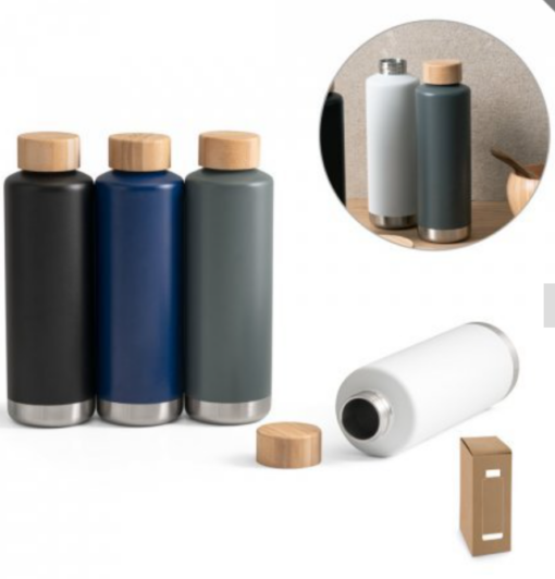 Drikkedunk Norre Bottle flot flaske, flaske i rustfri stål, og med bambus låg. Indeholde op til 640 mL, holder varmen op til 16 timer/ kold op til 48 timer.