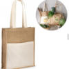 Jute taske Braga indkøbspose, - (240 g/m²) med 65 cm håndtag og en front 100% bomuld lomme (140 g/m²). 370 x 410 x 100 mm | Lomme: 370 x 270 mm. FSC mærket.