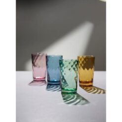 Lyngby glas Vienna highball 4 farver, de mundblæste glas har et blødt optisk spiralmønster og egner sig godt til borddækning i hverdagen, festliget lag