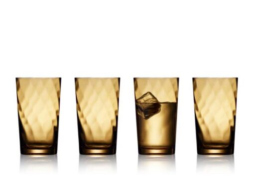 Lyngby glas Vienna highball 4 farver, de mundblæste glas har et blødt optisk spiralmønster og egner sig godt til borddækning i hverdagen, festliget lag