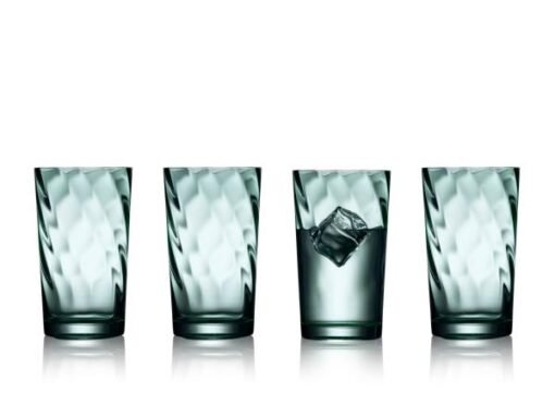 Lyngby glas Vienna highball 4 farver, de mundblæste glas har et blødt optisk spiralmønster og egner sig godt til borddækning i hverdagen, festliget lag