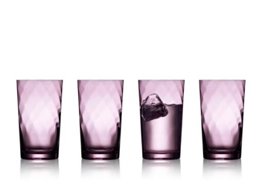 Lyngby glas Vienna highball 4 farver, de mundblæste glas har et blødt optisk spiralmønster og egner sig godt til borddækning i hverdagen, festliget lag