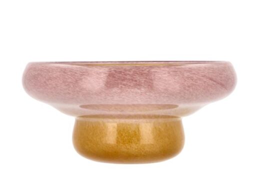 Villa Collection glasprodukter skål eller vase. 2 flotte produkter i rosa/gult glas, er mund-blæst gennemfarvet glas. Unik/moderne,et blikfang i ethvert rum