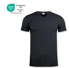 T-Shirt Herre V-neck, fra Clique er uden syninger i siden, med en tættere pasform. Kommer i 100% bomuld, med tanke på miljøet. God kvalitet og unisex model.