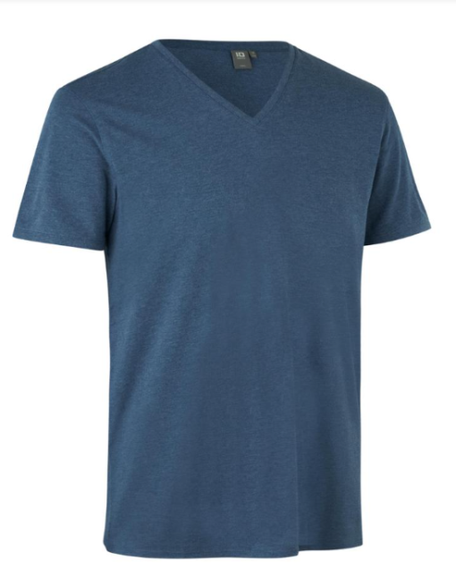 Core t-shirt med v-hals, fra ID Identity. Fitted T-shirt i casual design. O-hals, smal rib i hals, ærmer, stikningsdetaljer ved ærmegab/bunden. H/D model