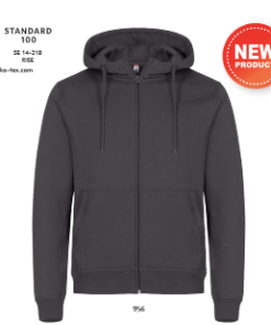 Miami Hoody FZ fra Clique , er en unisex, med fuld lynlås, bomuld og recycled polyester. Den har en SBS-lynlås, grundmaterie i hætten og en rundt snoretræk.