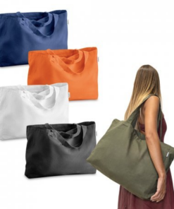 Taske Camden af genbrugsbomuld, Taske af bomuld (50%), genbrugsbomuld (30%) og genanvendt polyester (20%) (280 g/ m²) med 62 cm håndtag. 500 x 370 x 120 mm.