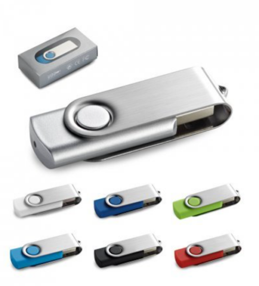 USB Claudius 4 til 16 GB 4 GB USB stick med gummi finish og metal klip. Leveres i en æske. i 10 forskellige farvekombinationer. Enhed. 56 x 19 x 10 mm | Boks: 86 x 45 x 20 mm