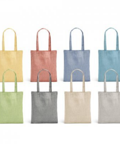 Bomuldsnet Rynek i genanvendt bomuld.Genbrugs bomuld (70%), genanvendt polyester (30%) ( 140 g/m²²) med 60 cm håndtag 375 x 415 mm. 8 rigtige fine farver