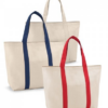 Taske Ville i lærred, 100% bomuld lærred taske (280 g/m²) med front lomme, indvendig lynlås lomme, 60 cm håndtag, magnetisk lukning, 3 farvekombinationer