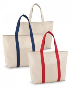 Taske Ville i lærred, 100% bomuld lærred taske (280 g/m²) med front lomme, indvendig lynlås lomme, 60 cm håndtag, magnetisk lukning, 3 farvekombinationer