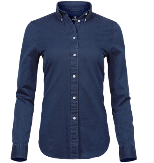 Tee Jays Casual twill skjorte D/H, garment washed indigo har en behagelig, faconsyet pasform, lækre detaljer. Skjortevalg til kontoret el. en frokost