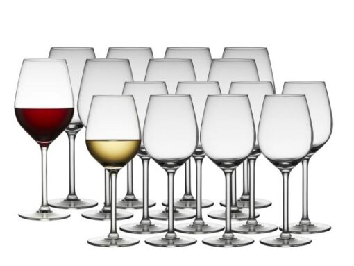 Lyngby glas juvel vinsæt, Dæk et smukt og elegant middagsbord. Sættet består af 8 rødvinsglas 50 cl og 8 hvidvinsglas 38 cl.
